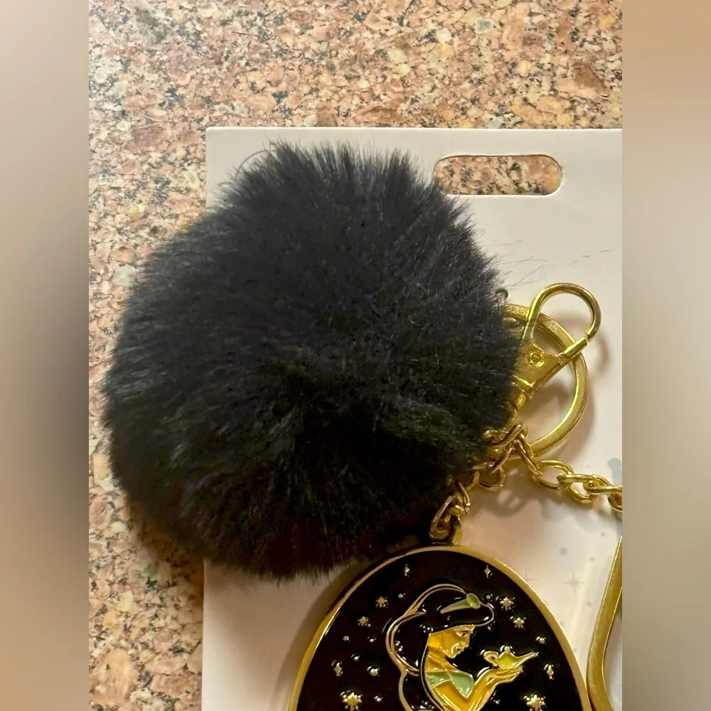 Disney Parks Jasmine Aladdin Bag Charm Keychain with Fuzzy Pom NWT